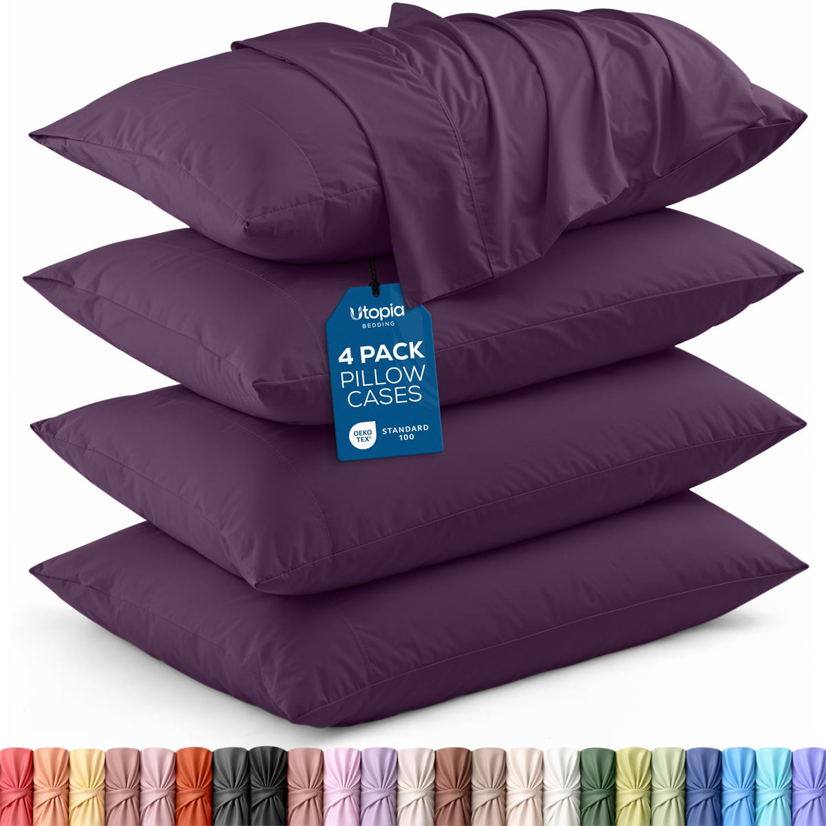 Pillow Covers Standard Size Set of 4, Soft and Comfy Pillow Cases, White