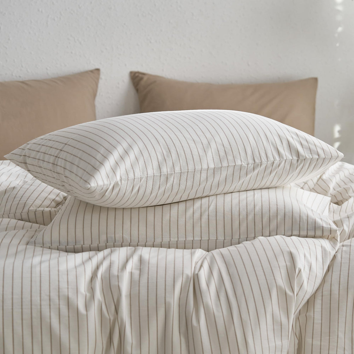 MOOMEE Pillowcase Set of 2 100% Washed Cotton Linen-Like Standard
