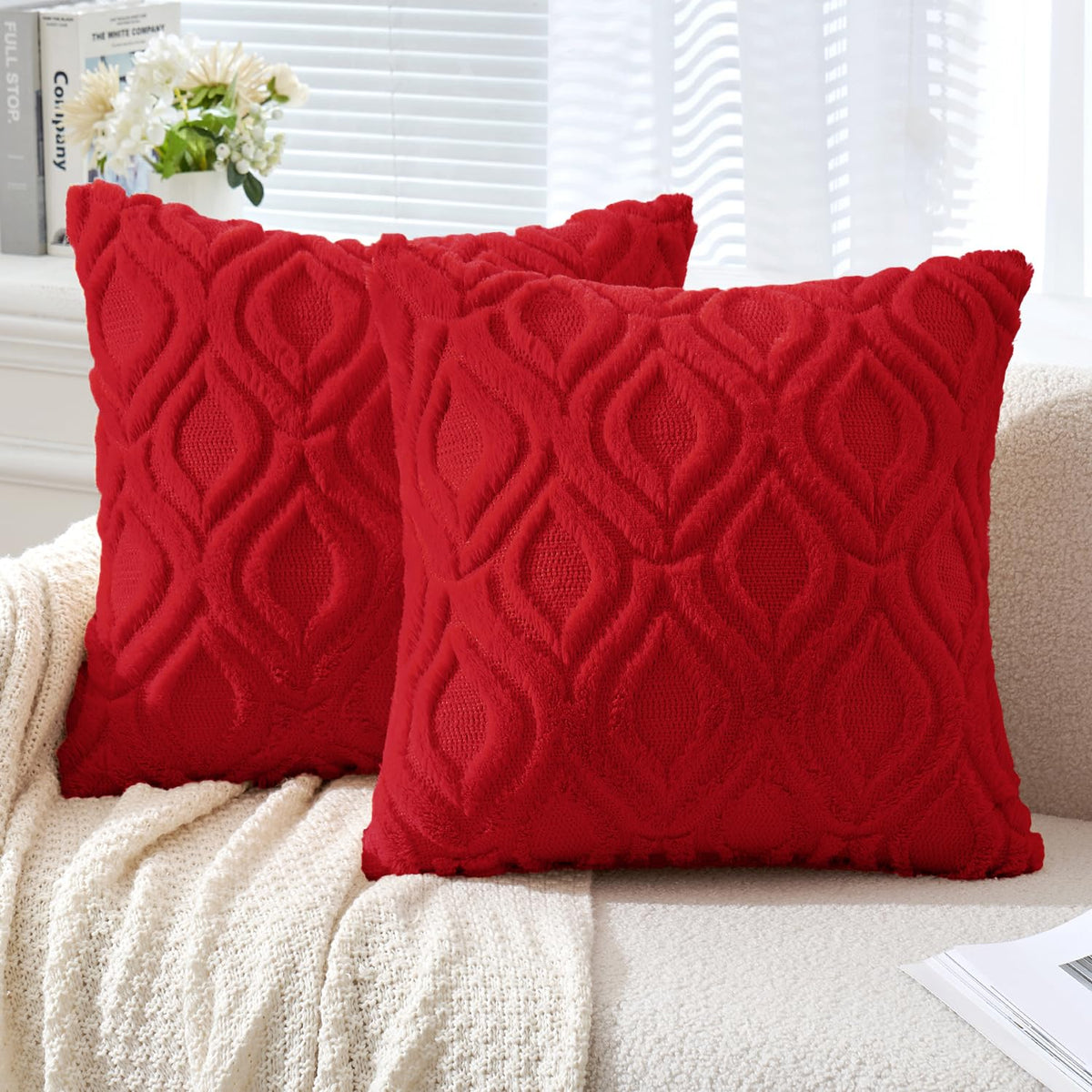 MIULEE Fall Mustard Yellow Soft Plush Faux Wool Throw Pillow Covers 18x18