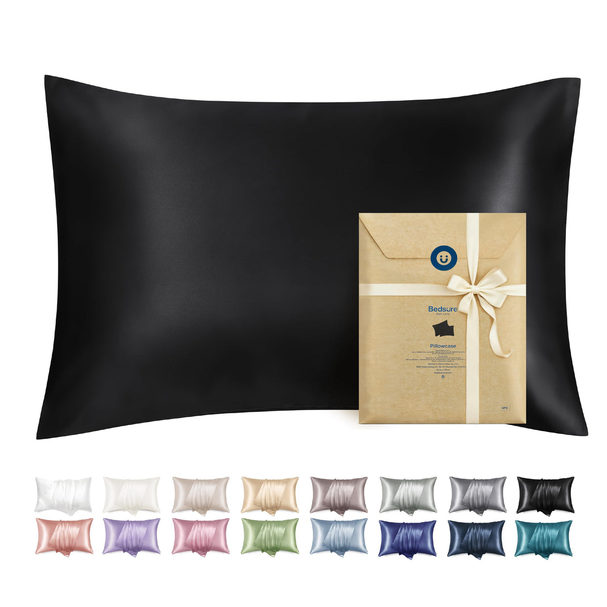 Bedsure Satin Pillowcase with Zipper, Similar to Silk Pillow Cases 2 Pack, Beige Standard Size Satin Pillow Case, Silky & Soft Pillow Covers, Valentines Day Gifts for Women Men, 20x26 Inches