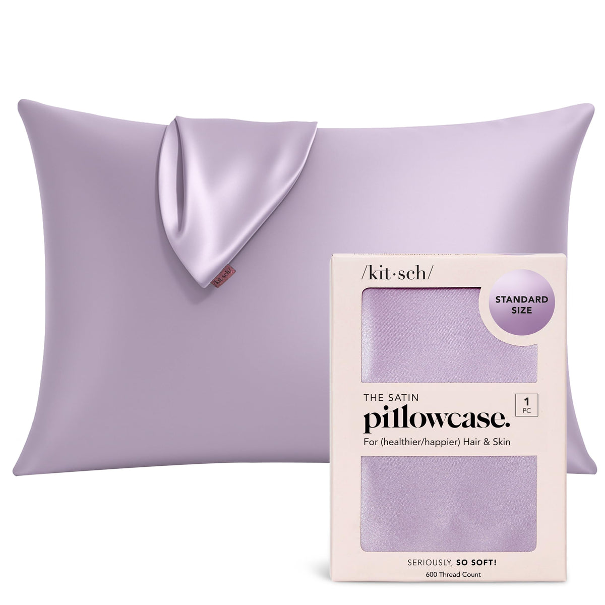 Kitsch Satin Pillowcase with Zipper - Standard Size, Ivory