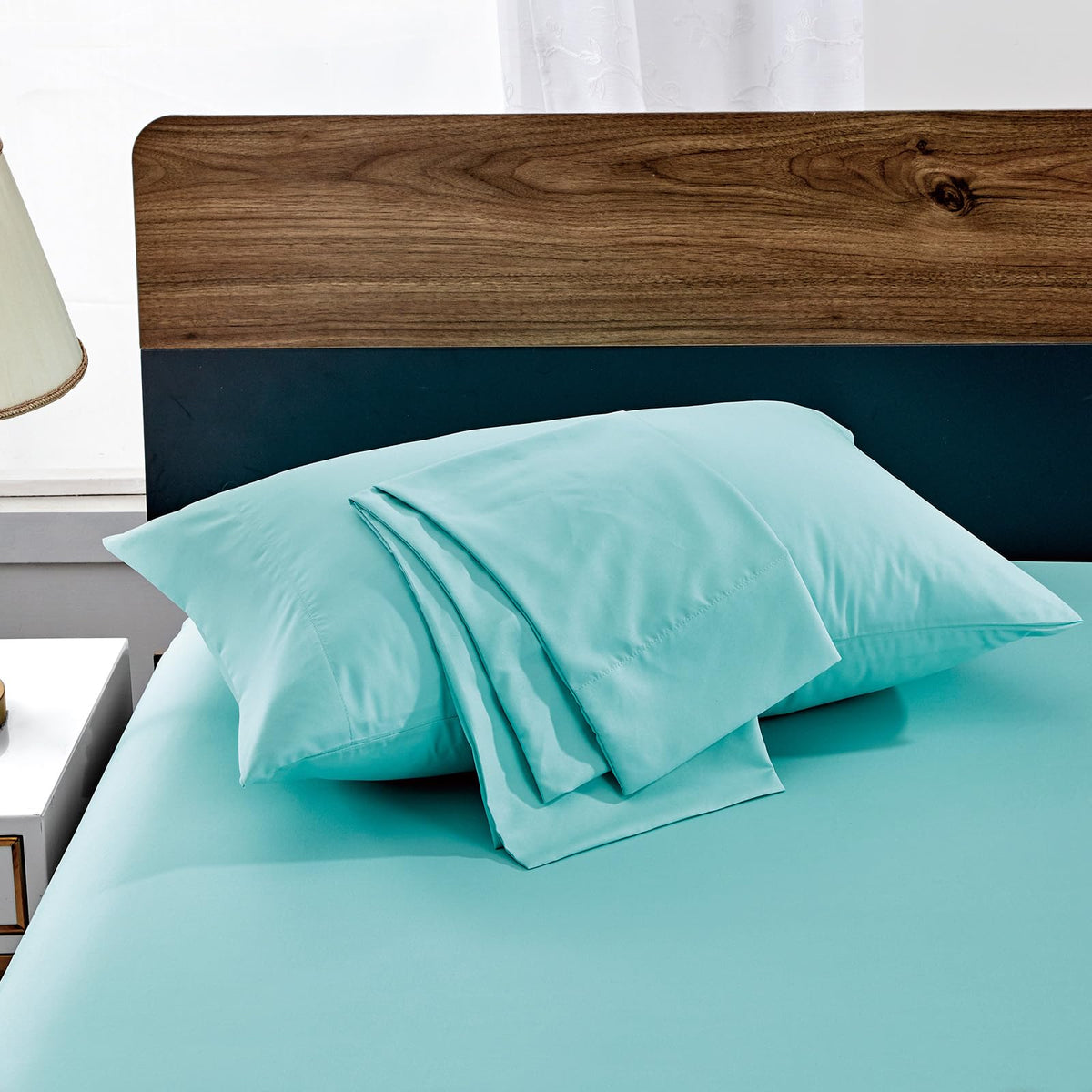 FreshCulture Sage Green Pillowcases Queen Size 2 Pack - Pillowcase Set - Envelope Closure - Soft Brushed Microfiber Fabric - 20x30 Inches Pillow Case Set of 2 for Home, Hotels, Schools