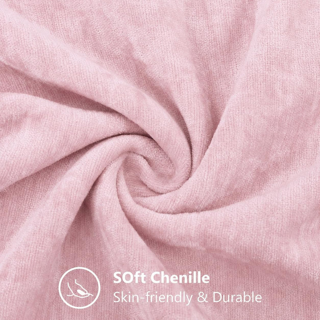 decorUhome Soft Chenille Blush Pink Throw Pillow Covers 18X18 Set of 2