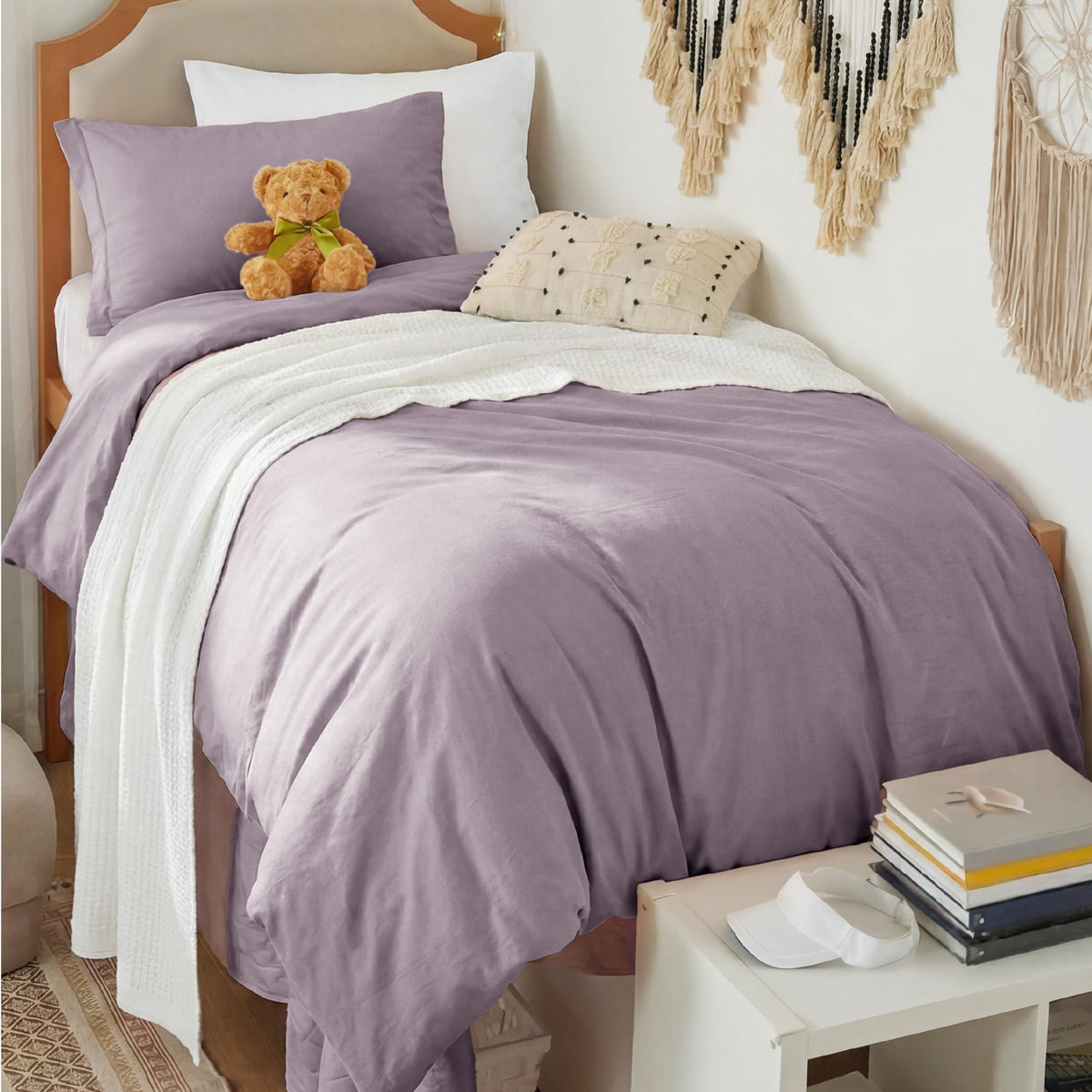 Bedsure Prewashed Duvet Cover Queen, Cotton-Like Soft Bedding Set, Beige