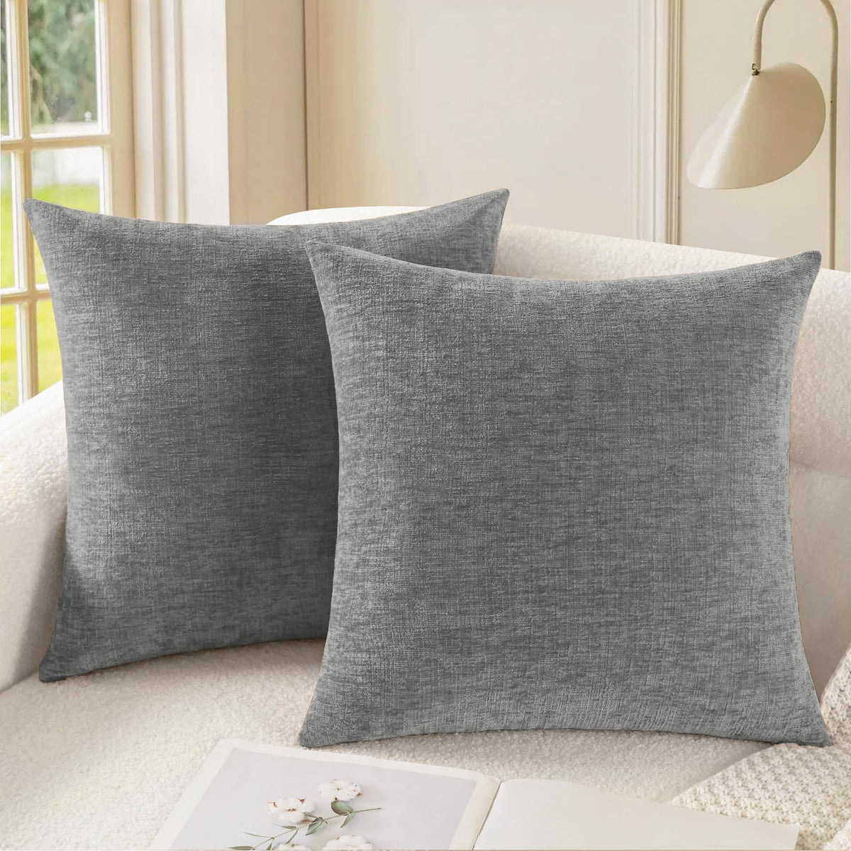 CaliTime Decorative Couch Throw Pillow Covers 18 X 18 Inches Navy Blue