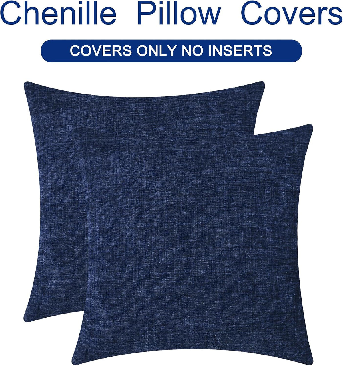 CaliTime Decorative Couch Throw Pillow Covers 18 X 18 Inches Navy Blue