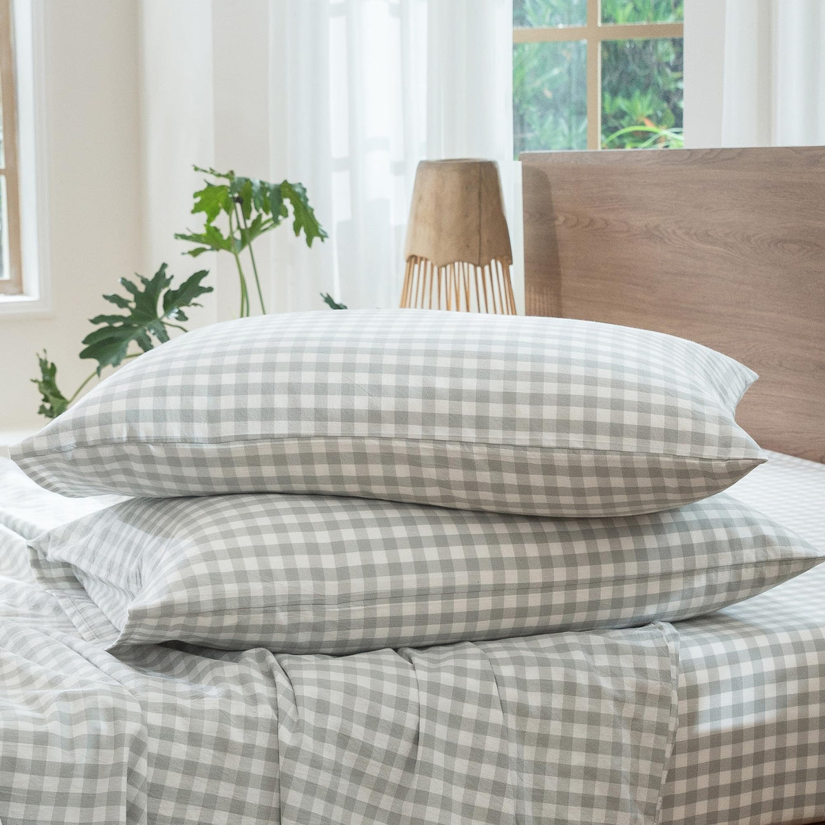 MOOMEE Pillowcase Set of 2 100% Washed Cotton Linen-Like Standard
