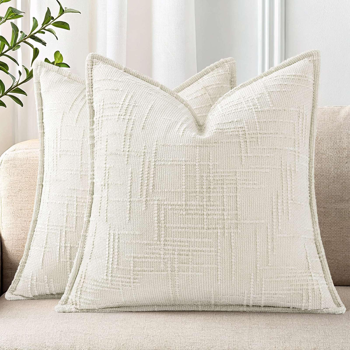 decorUhome Chenille Decorative Throw Pillow Covers 18x18 Set of 2, Navy