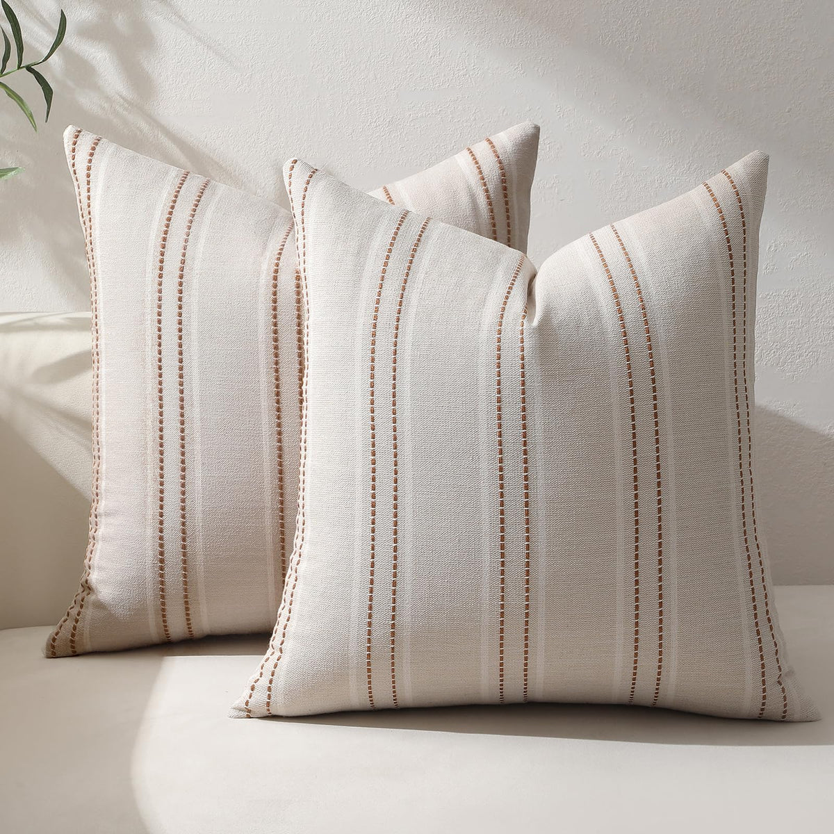 Hckot Navy Blue Throw Pillow Covers 20x20 Set of 2 Striped Pillow Covers