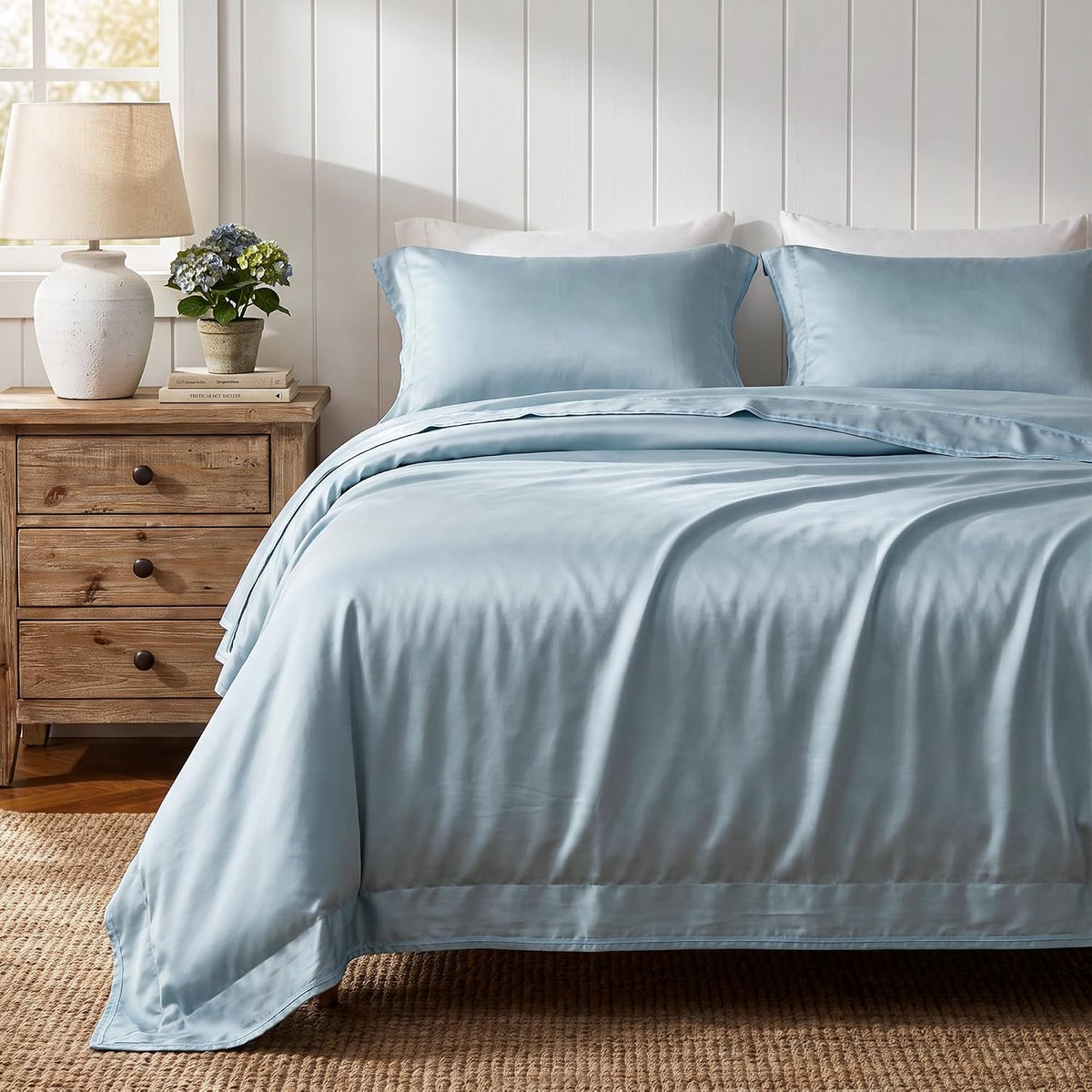 King Duvet Cover,100% Bamboo Viscose‑Derived,Cooling Duvet Cover 3 Pcs Set