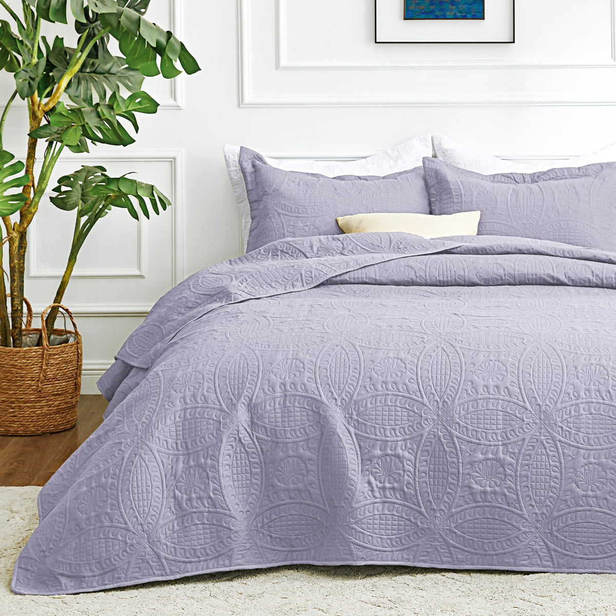 Love's cabin Quilts for Queen Bed Blue Bedspreads - Soft Bed Summer Lightweight Bedspread Comforter - Modern Style Coin Pattern Coverlet for All Season - 3 Pieces (1 Quilt, 2 Pillow Shams)
