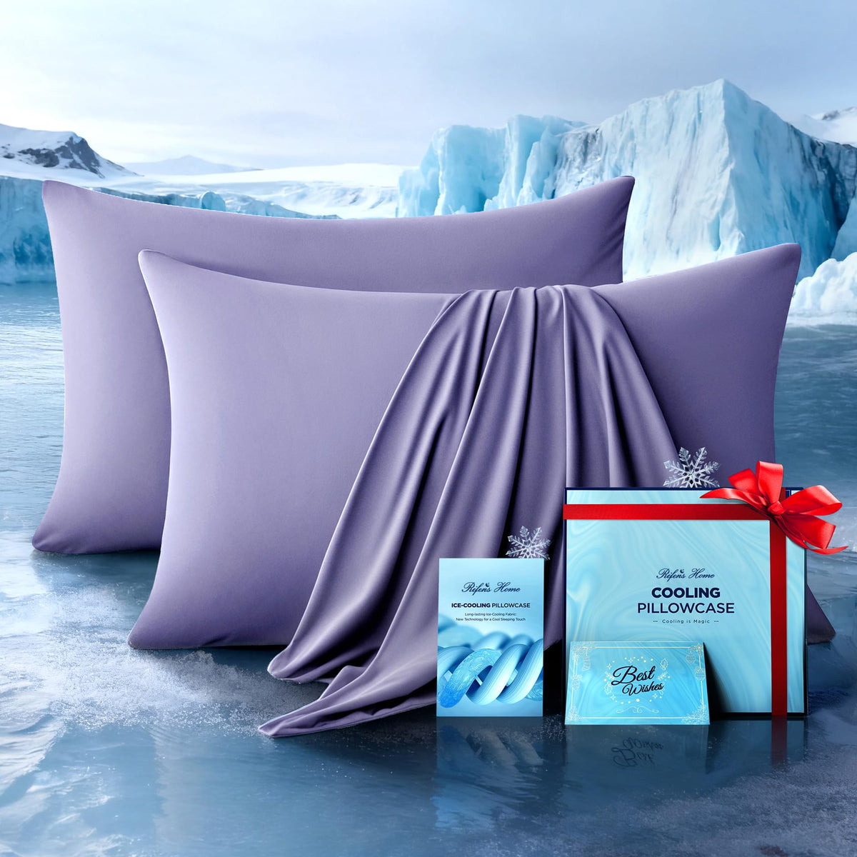 Ultra-Chill Cooling Pillowcase Set of 2 for Hot Sleepers, Softer Than Silk Pillow Cases for Protecting Hair & Skin, Breathable Bed Pillow Covers w/Zipper, Gifts for Women Men (Navy Blue, Standard)