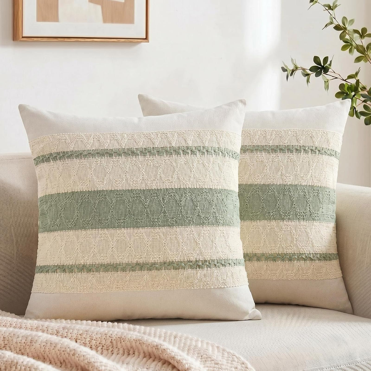 Fancy Homi Set of 2 Rust Boho Decorative Throw Pillow Covers 18x18 Inch for Couch Bed Sofa, Aesthetic Modern Organic Fall Room Decor, Soft Cotton Cute Terracotta Textured Farmhouse Cushion Case
