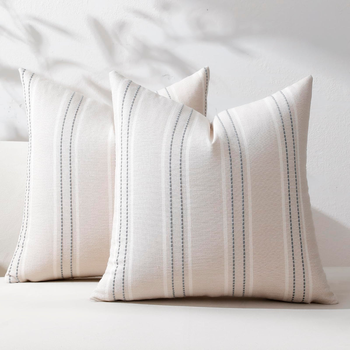 Hckot Navy Blue Throw Pillow Covers 20x20 Set of 2 Striped Pillow Covers