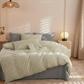 EAVD Retro Striped Duvet Cover Queen Soft 100% Washed Cotton Green Purple