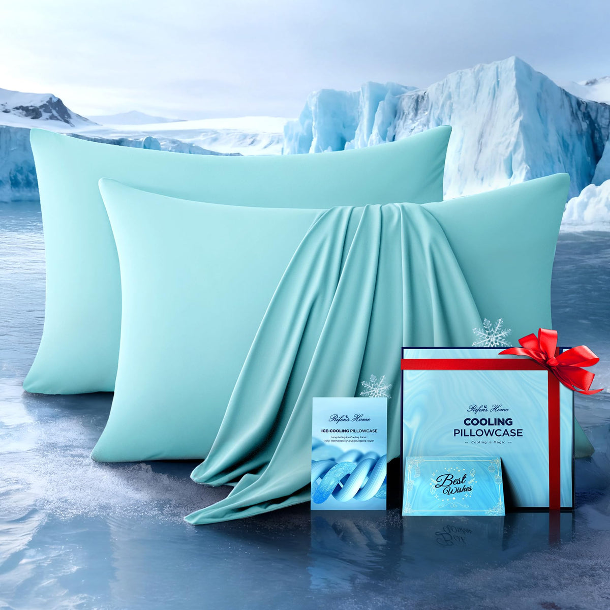 Ultra-Chill Cooling Pillowcase Set of 2 for Hot Sleepers, Softer Than Silk Pillow Cases for Protecting Hair & Skin, Breathable Bed Pillow Covers w/Zipper, Gifts for Women Men (Navy Blue, Standard)