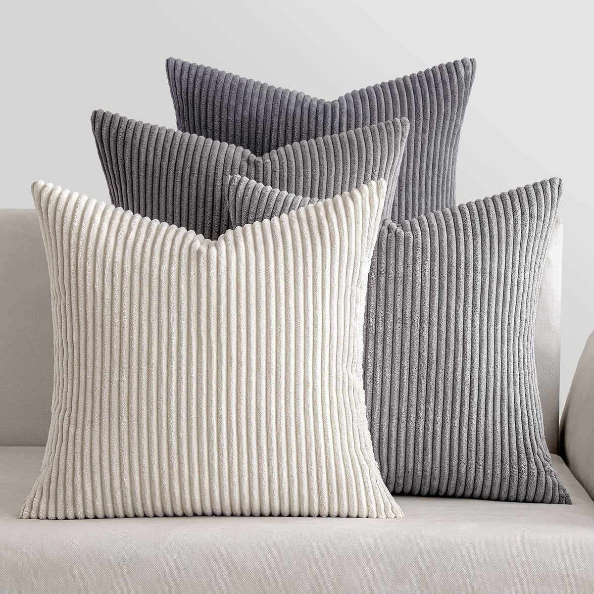 MIULEE Fall Corduroy Decorative Throw Pillow Covers Rust-Olive Green 18x18
