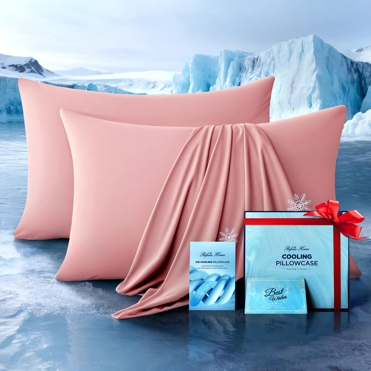 Ultra-Chill Cooling Pillowcase Set of 2 for Hot Sleepers, Softer Than Silk Pillow Cases for Protecting Hair & Skin, Breathable Bed Pillow Covers w/Zipper, Gifts for Women Men (Navy Blue, Standard)