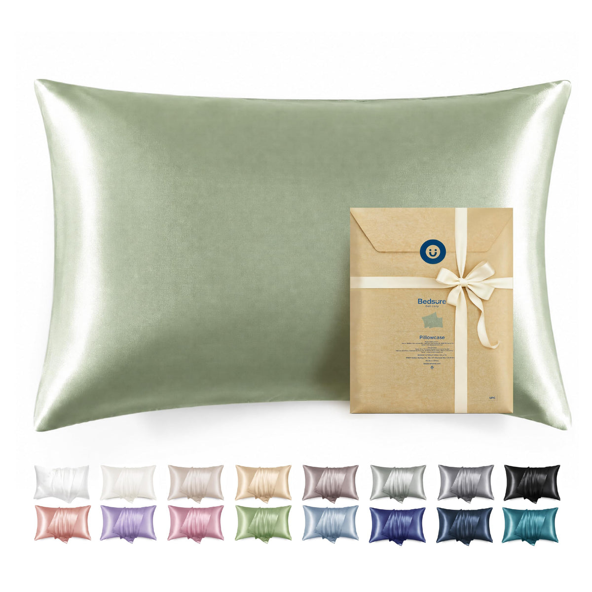 Bedsure Satin Pillowcase with Zipper, Similar to Silk Pillow Cases 2 Pack, Beige Standard Size Satin Pillow Case, Silky & Soft Pillow Covers, Valentines Day Gifts for Women Men, 20x26 Inches