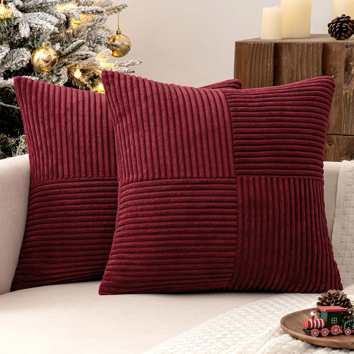MIULEE Black Decorative Throw Pillow Covers for Couch 18x18 Inch