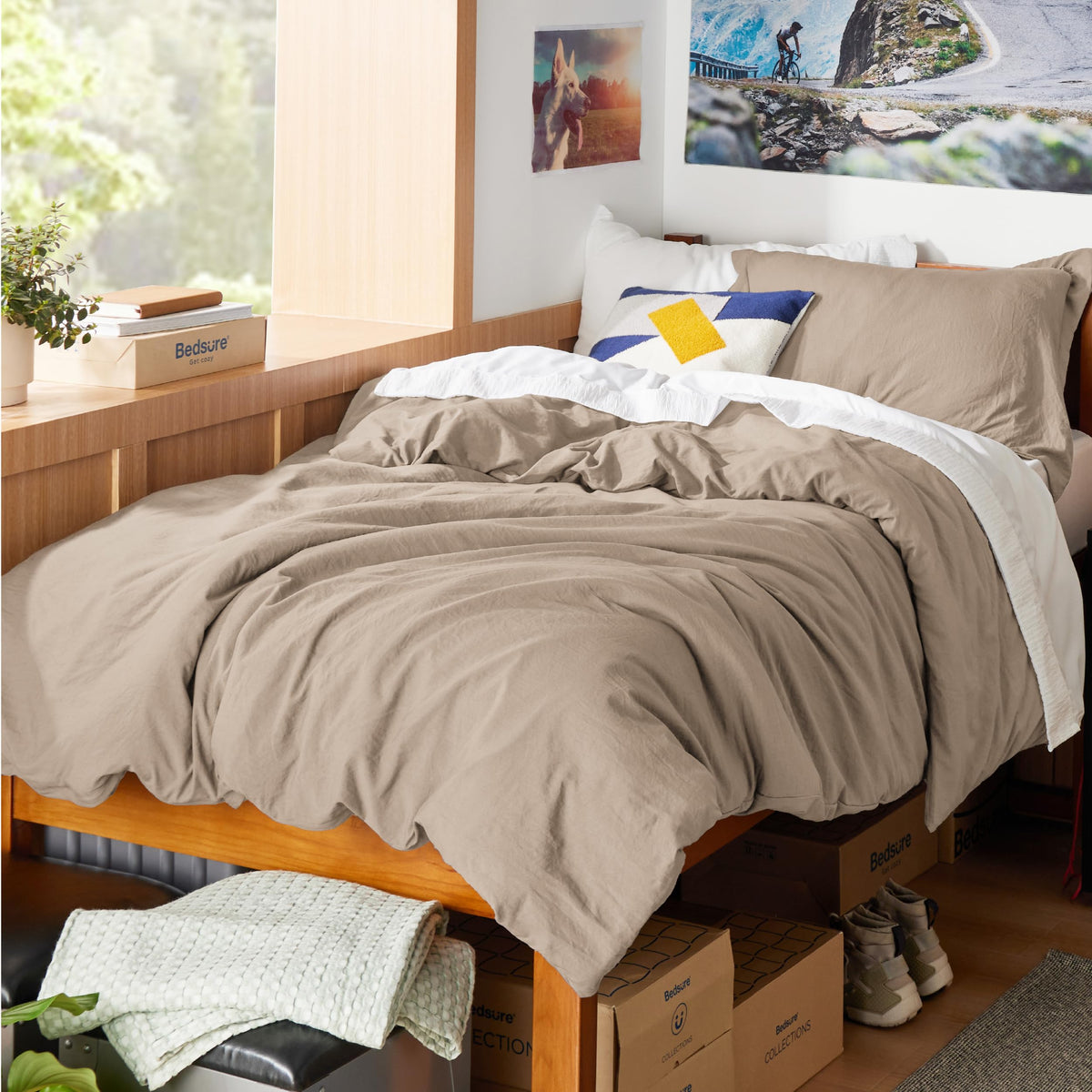 Bedsure Prewashed Duvet Cover King, Cotton-Like Soft Bedding Set, Linen