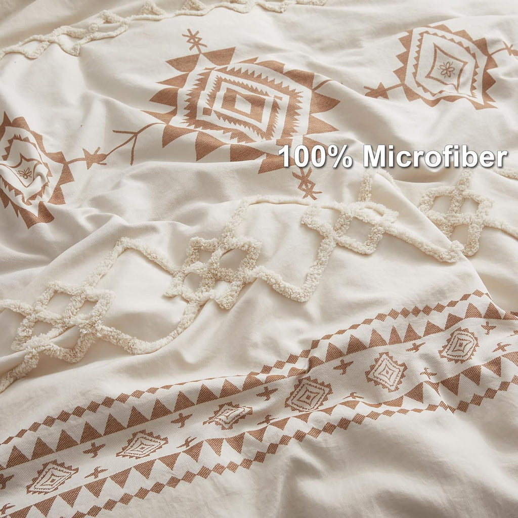 Oli Anderson Boho Duvet Cover King Size, Beige & Terracotta, 3 Pieces