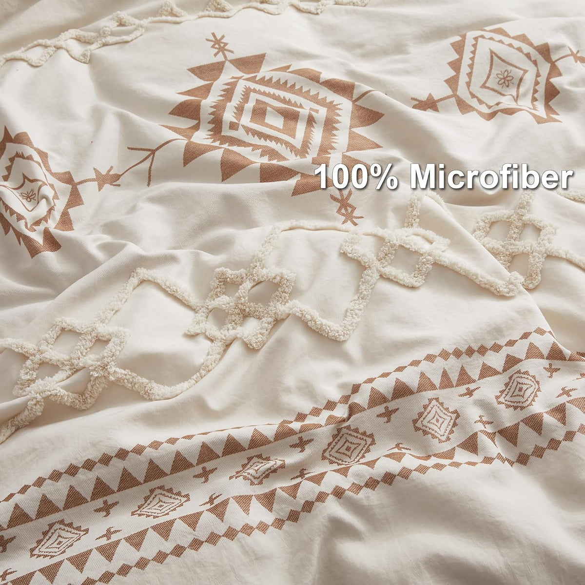Oli Anderson Boho Duvet Cover King Size, Beige & Terracotta, 3 Pieces