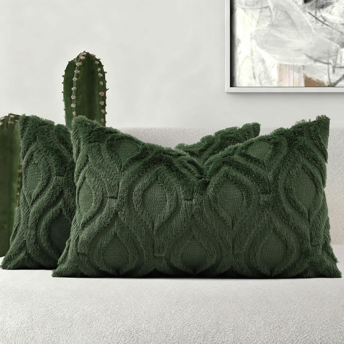 decorUhome Faux Fur Plush Soft Rust Throw Pillow Covers 18x18 Set of 2