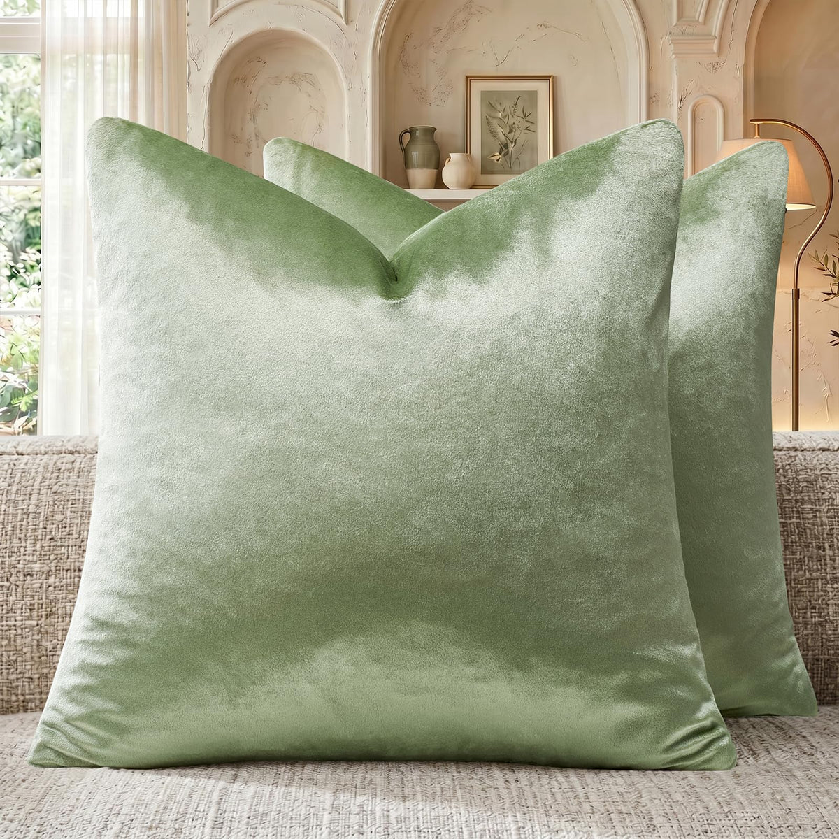 GIGIZAZA Hot Pink Velvet Pillow Covers 18x18 Decorative Pillows Pack of 2