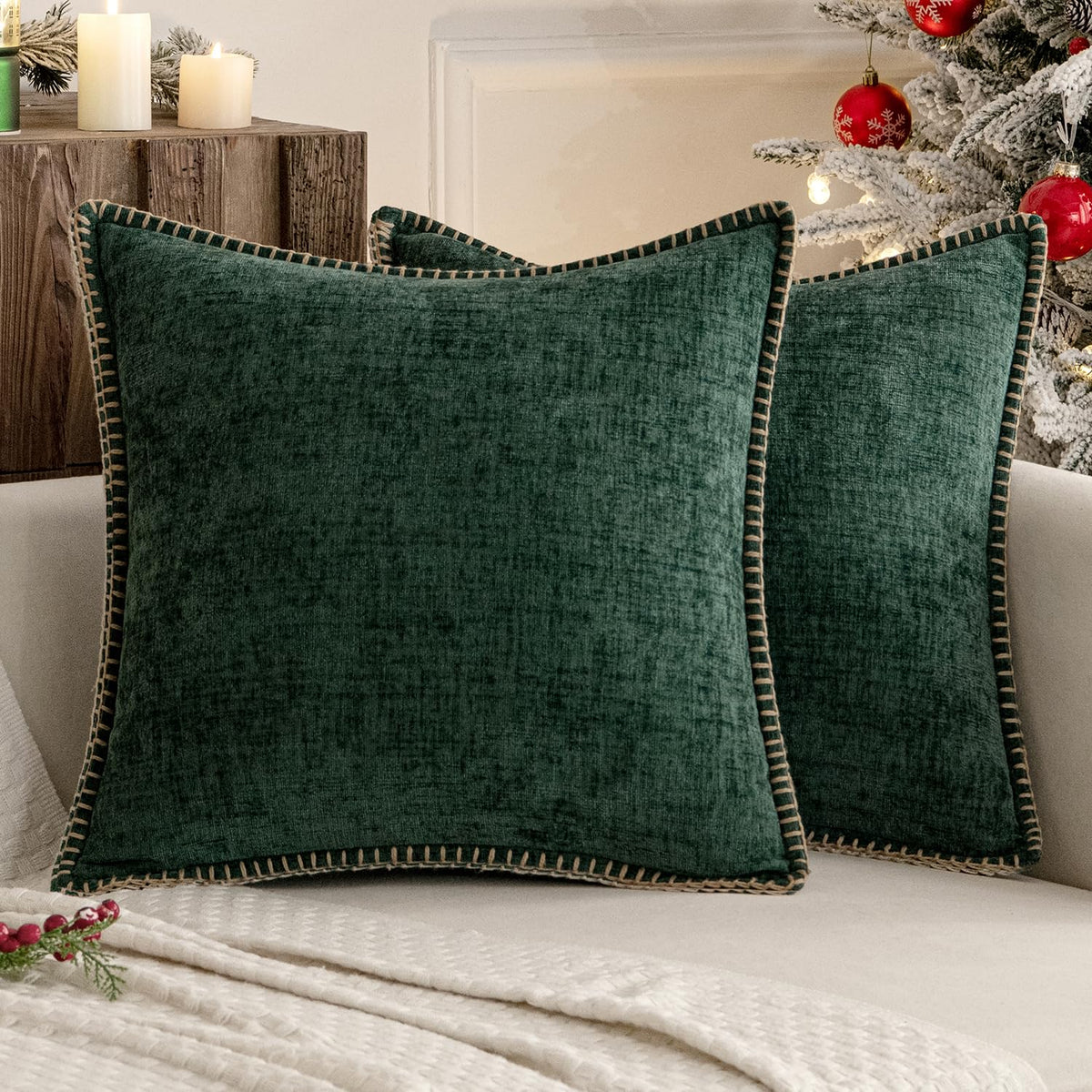 MIULEE Decorative Couch Throw Pillow Covers 18x18 Inch Navy 2 Pack