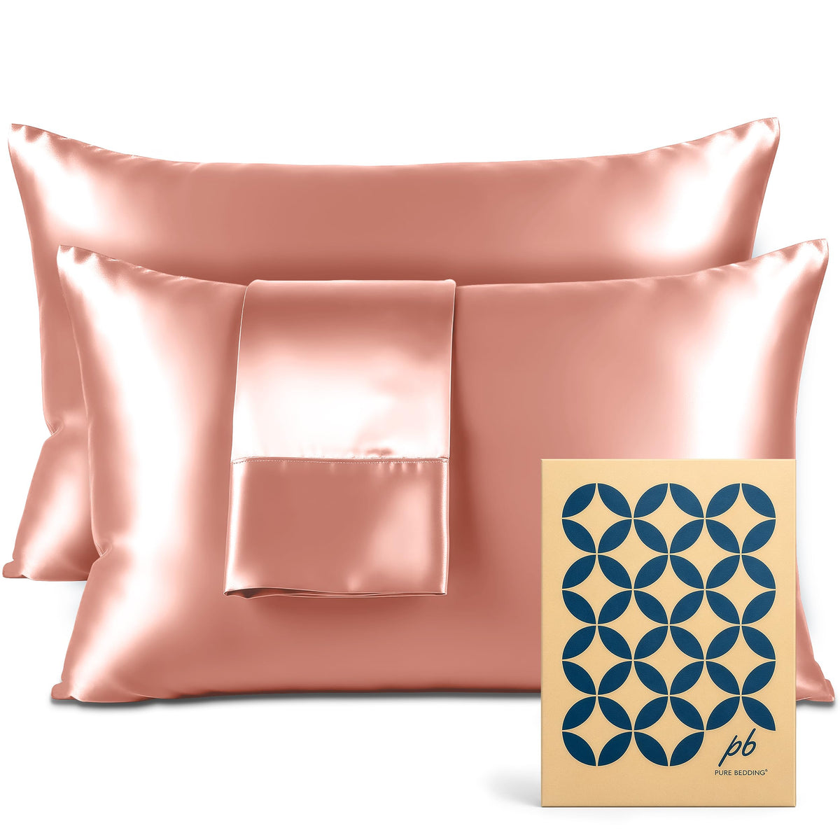 Pure Bedding Satin Pillowcase 2 Pack - Queen Size (20"x30", Black) - Silky Pillow Cases for Hair and Skin - Satin Pillow Covers with Envelope Closure - Extra Soft Premium Microfiber