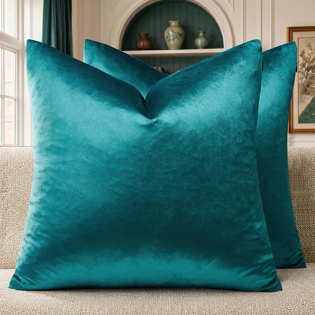GIGIZAZA Hot Pink Velvet Pillow Covers 18x18 Decorative Pillows Pack of 2