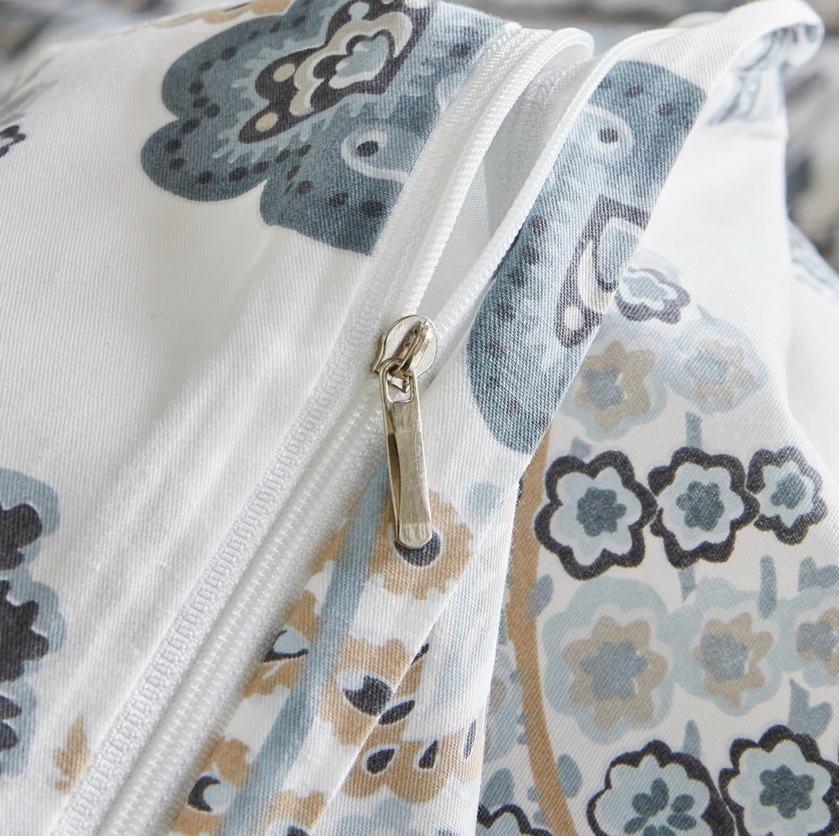 SUSYBAO Blue Paisley Duvet Cover King 100% Cotton Vintage Floral Duvet Cover 3 Pcs Set 1 Boho Brown Flower Duvet Cover with Zipper Ties 2 Pillowcases Luxury Retro Bohemian Bedding Set Soft Comfy