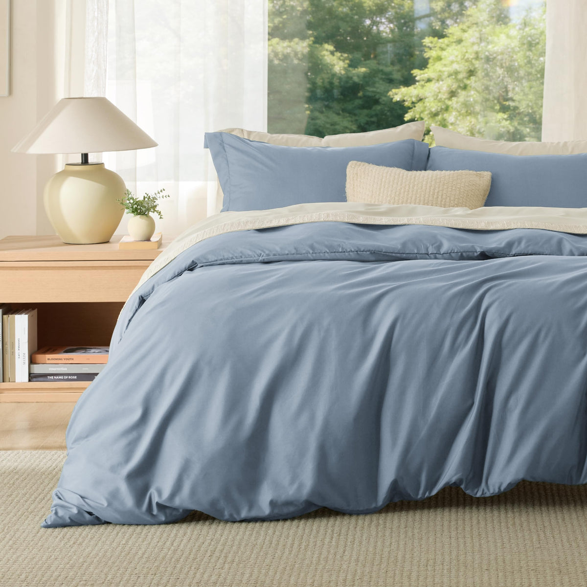 Bedsure Duvet Cover Queen Size, 3Pcs Soft Double Brushed Bedding Set, Linen