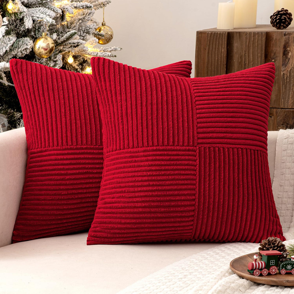 MIULEE Black Decorative Throw Pillow Covers for Couch 18x18 Inch