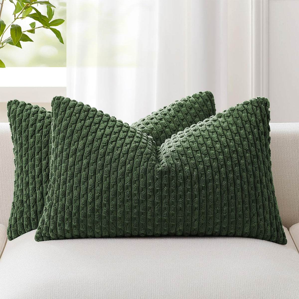 Kevin Textile Soft Corduroy 18x18 Inch Pillow Covers 2 Pack, Burnt Brick