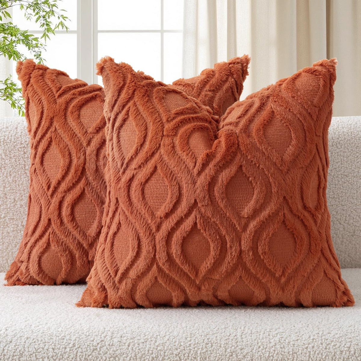 MIULEE Fall Mustard Yellow Soft Plush Faux Wool Throw Pillow Covers 18x18