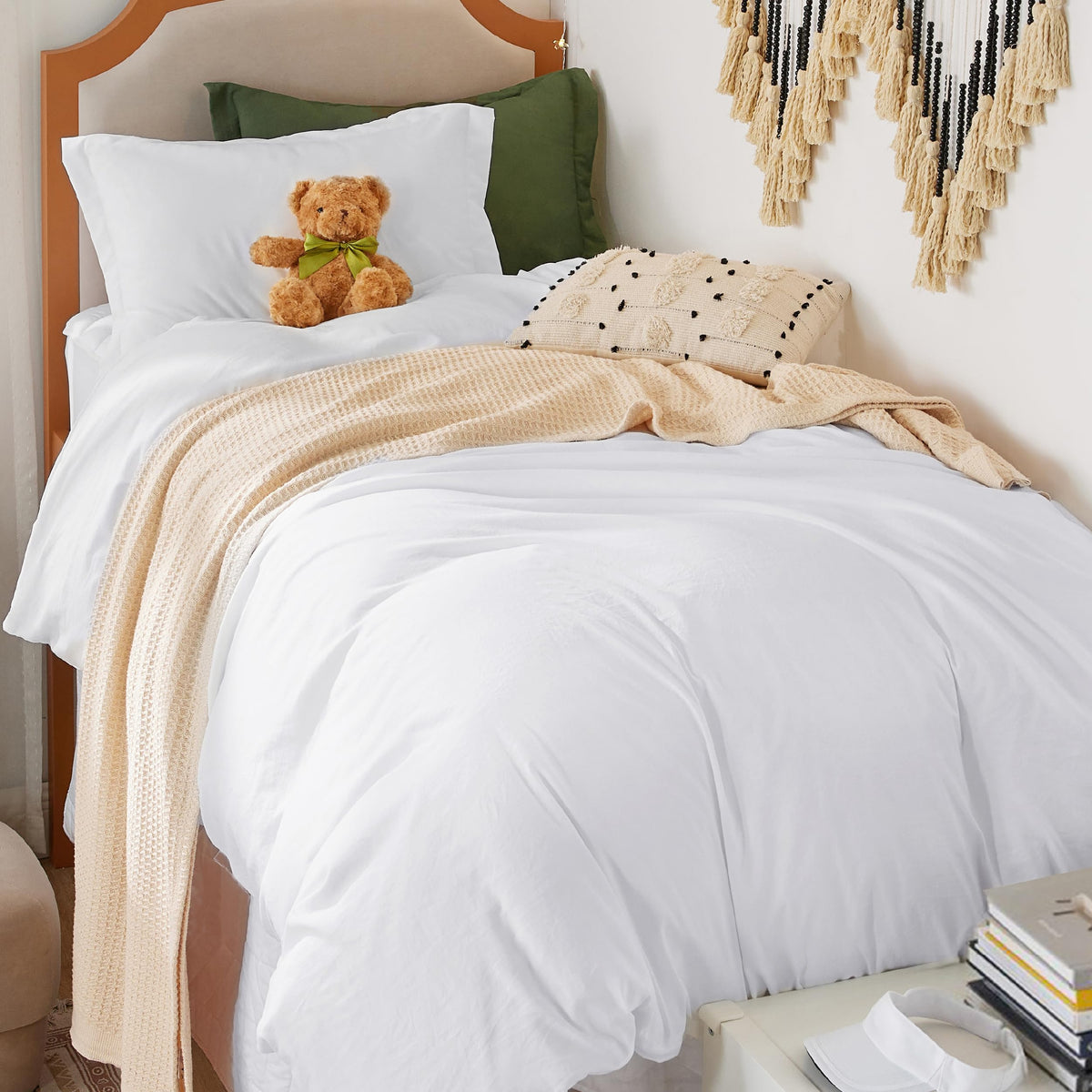 Bedsure Prewashed Duvet Cover Queen, Cotton-Like Bedding Set, Olive Green