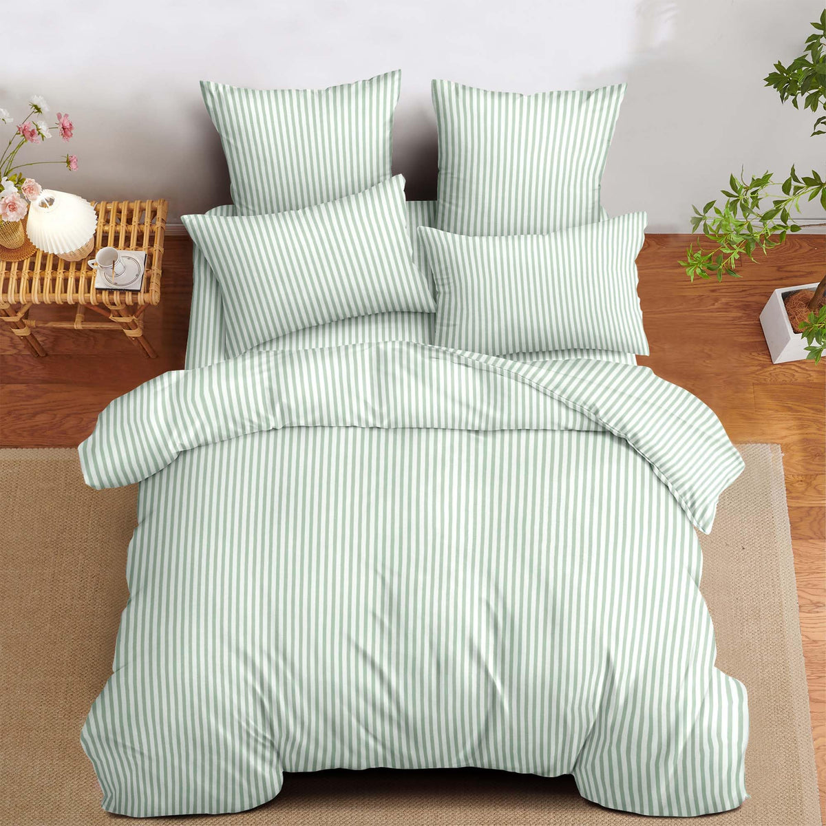 Nayoroom Gingham Duvet Cover Set Queen Brown Tan Plaid Checkered Bedding