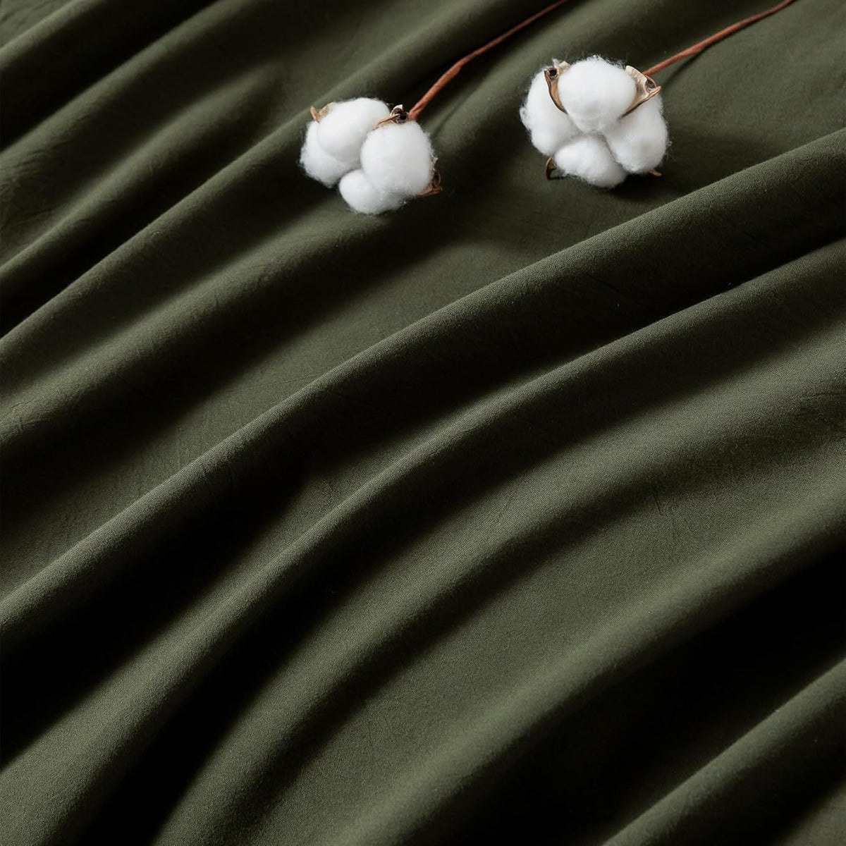 BDEAR 3Pcs Olive Green Duvet Cover Set Queen Size 90" L x 90" W,Oeko TEX