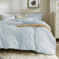 JELLYMONI White Seersucker Duvet Cover Set Queen Size