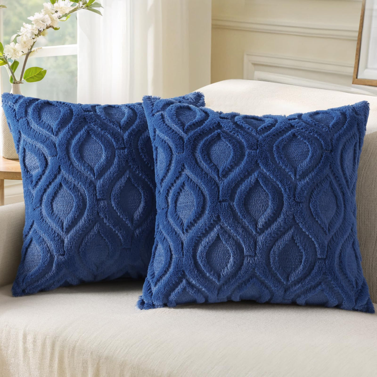 decorUhome Faux Fur Plush Soft Rust Throw Pillow Covers 18x18 Set of 2