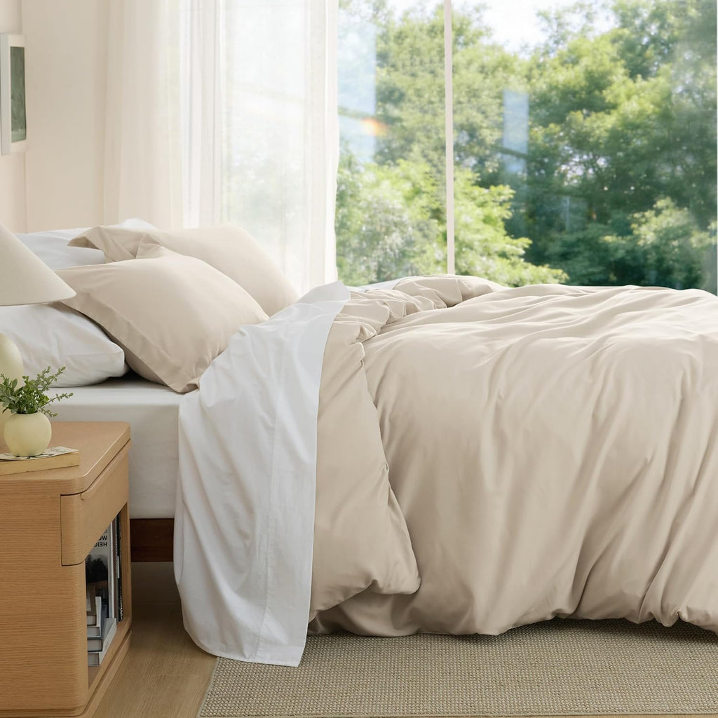 Bedsure Duvet Cover Queen Size, 3Pcs Soft Double Brushed Bedding Set, Linen
