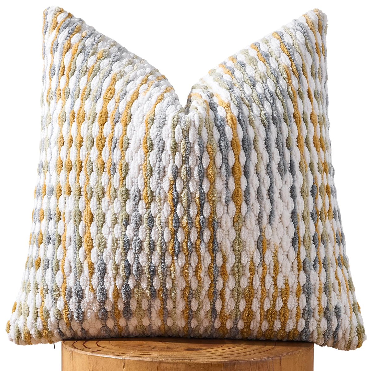 AmHoo Set of 2 Boho Chenille Pillow Cover,18 x 18-Inch Brown