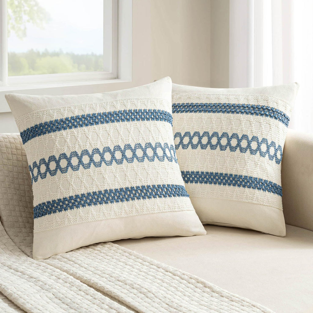 MIULEE Set of 2 Sage Green Boho Decorative Lumbar Pillow Covers 12x20 Inch