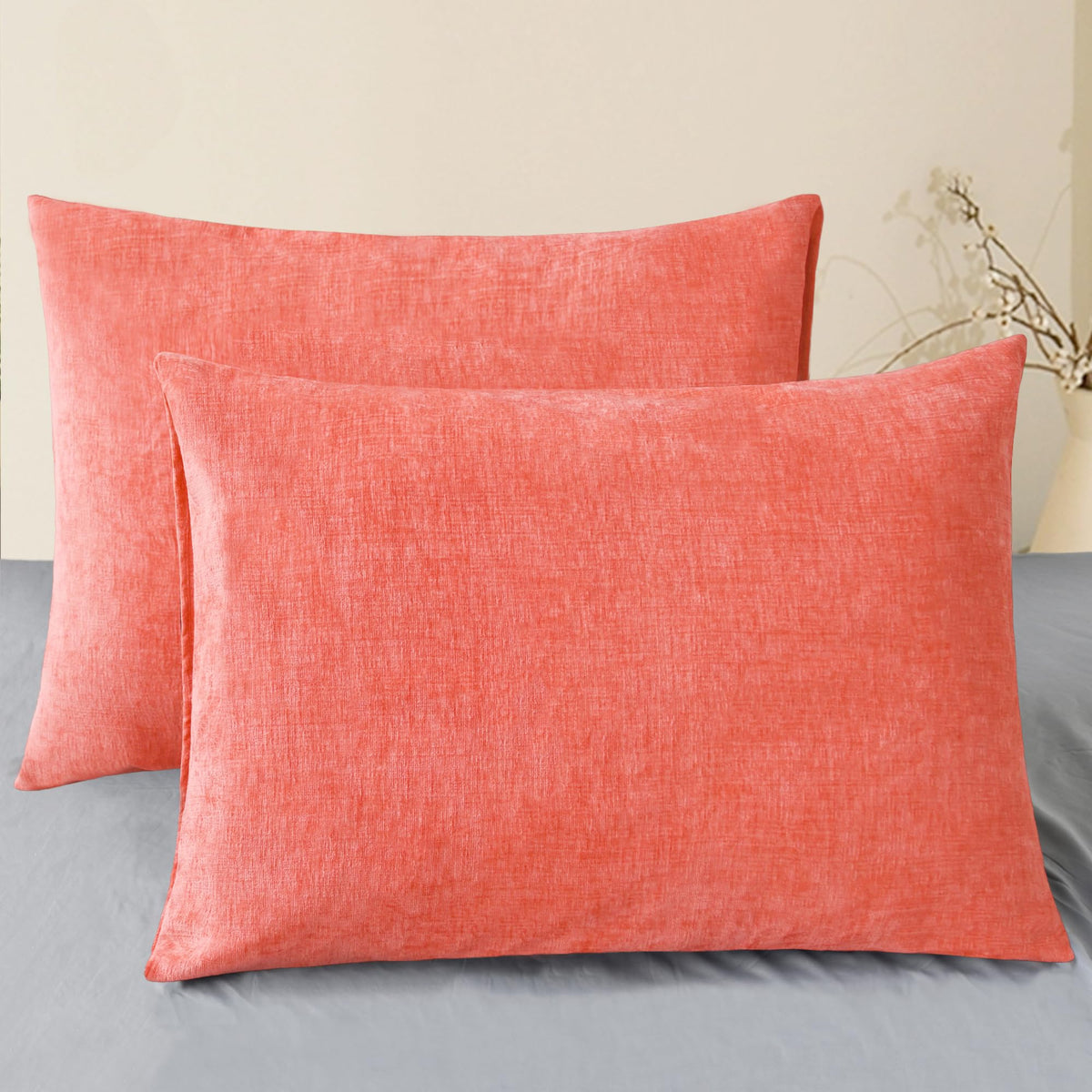 CaliTime Decorative Couch Throw Pillow Covers 18 X 18 Inches Navy Blue