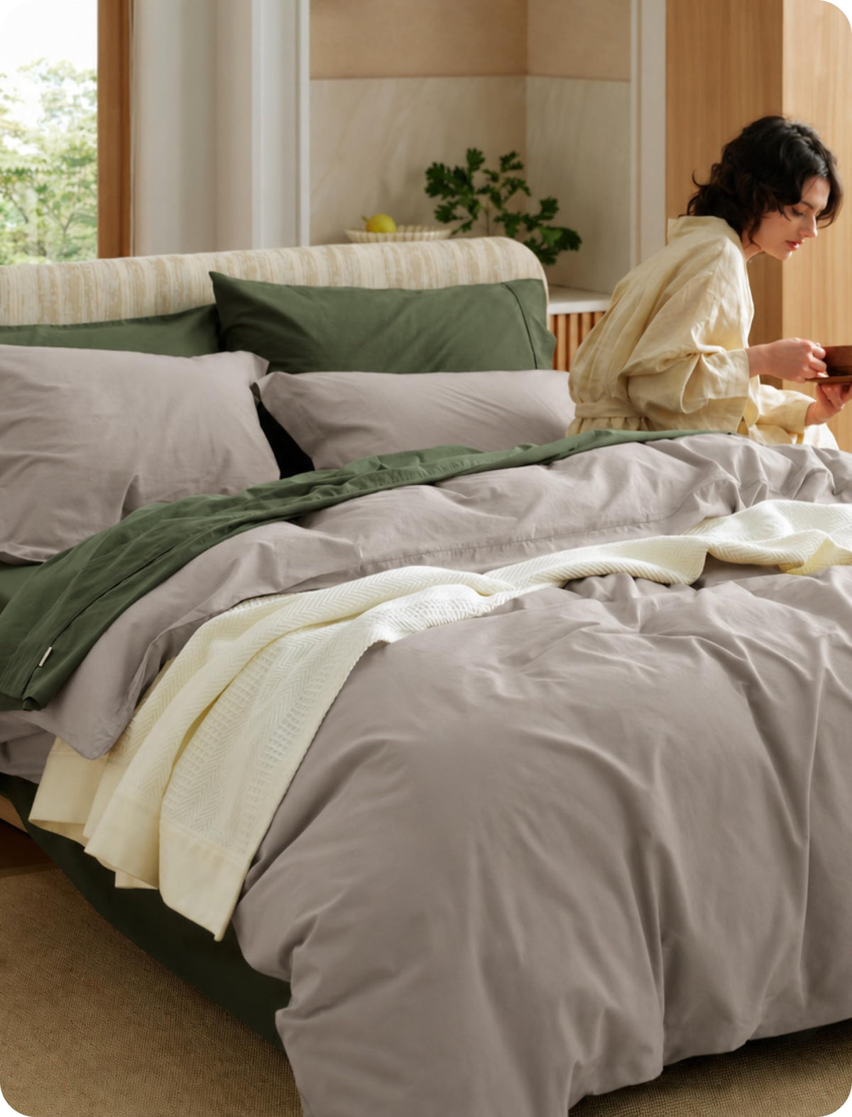 Bedsure PureWoven 100% Washed Cotton Duvet Cover Set, King Size, 3-PC
