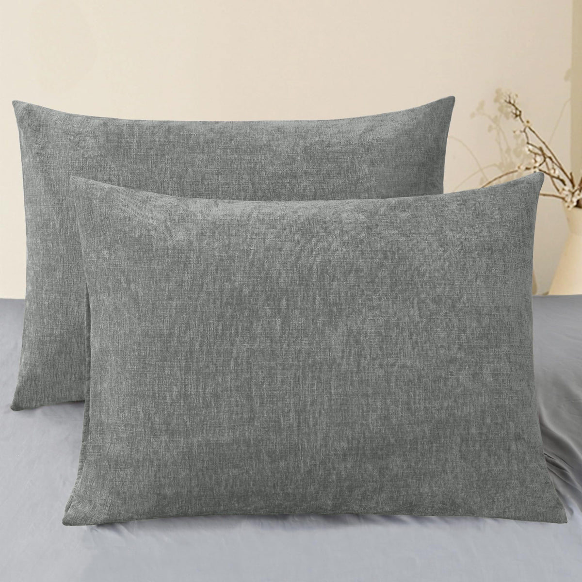 CaliTime Decorative Couch Throw Pillow Covers 18 X 18 Inches Navy Blue