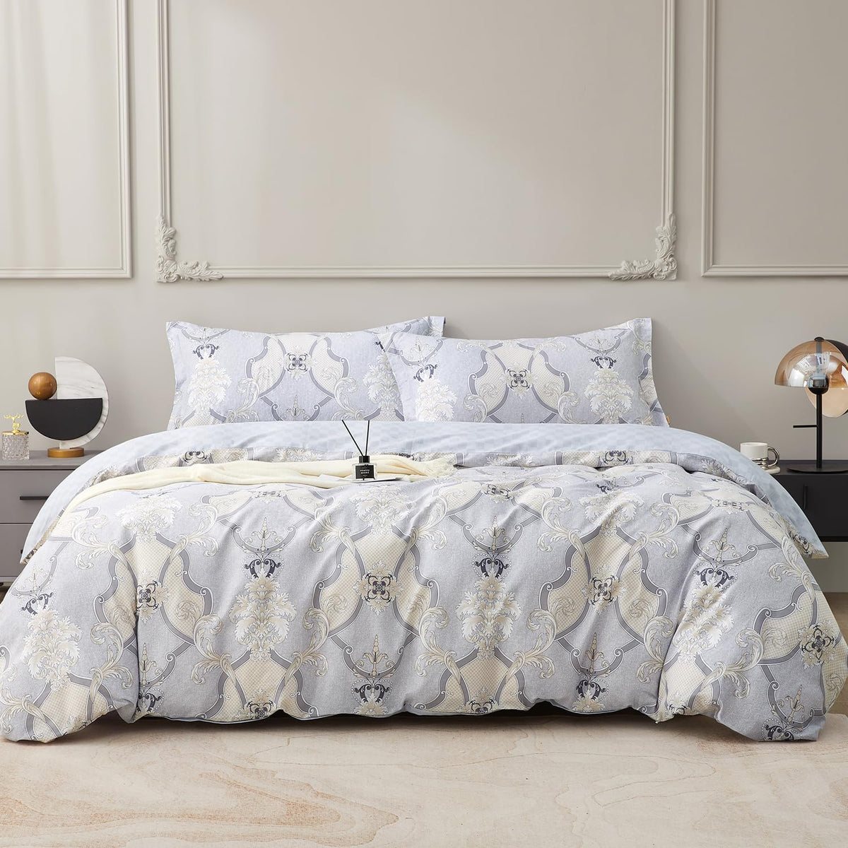 Duvet Cover Set King Size 100% Organic Cotton Pirate Black, SAPHREAS 3 Pcs Soft Bedding Comforter Cover with Zipper Closure & Corner Ties, Comforter Not Included