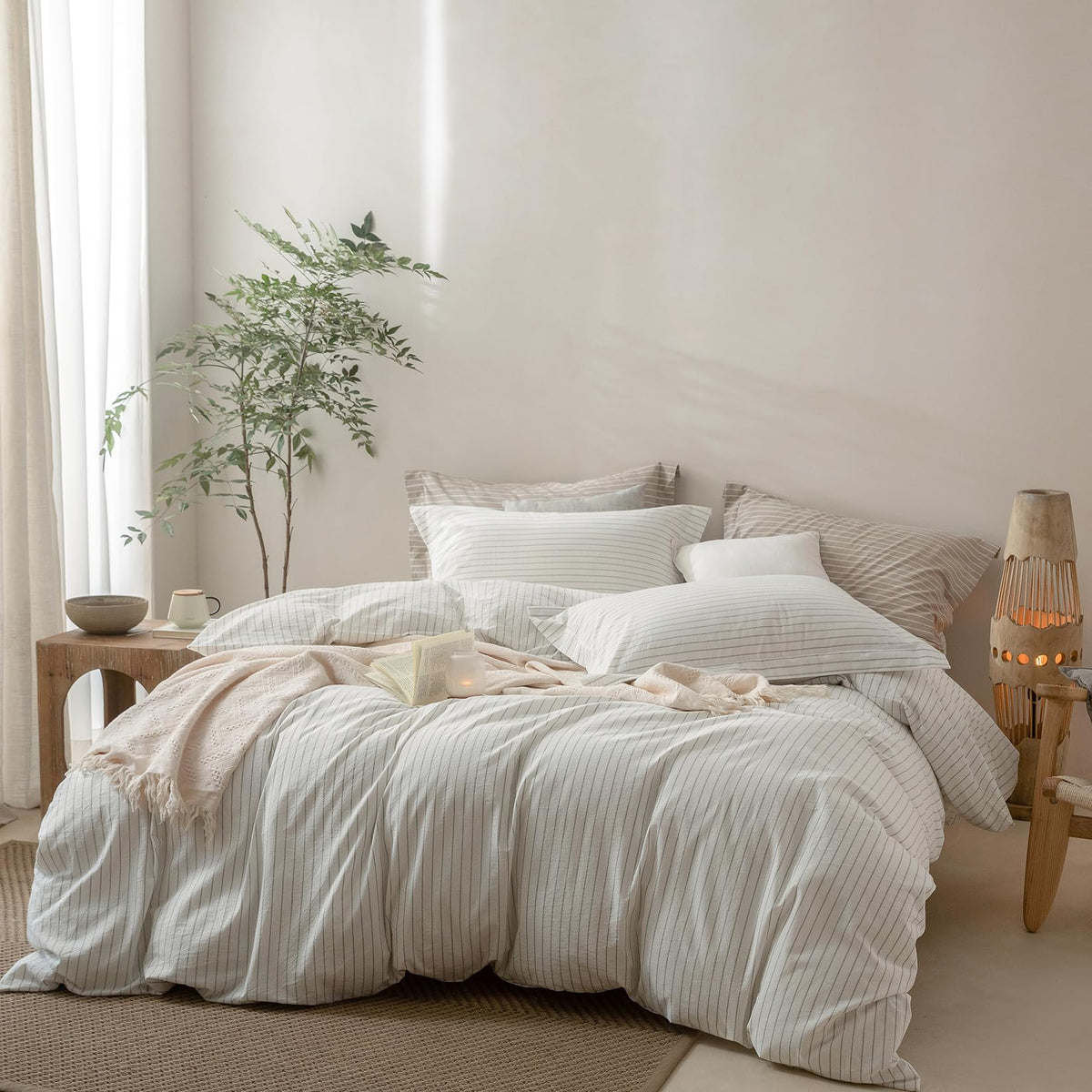 BDEAR 3Pcs Olive Green Duvet Cover Set Queen Size 90" L x 90" W,Oeko TEX